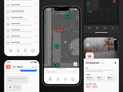 Fieldr - Mobile Surveillance App chat dark design light map maps mobile priority security surveillance ui ux
