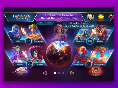 Fortune’s Battle - UI/UX design. Main page 1 casino fortune gambling game game ui gui slots ui