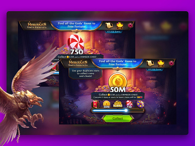 Hercules. Road to Immortality - UI/UX design. Star Converter casual game