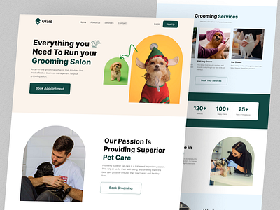 Pet Grooming Salon Landing Page landing page landing page ui pet grooming landing page pet grooming salon ui design ui landing page web design