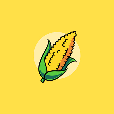 Simple Corn Icon Cartoon Illustration branding business graphic design