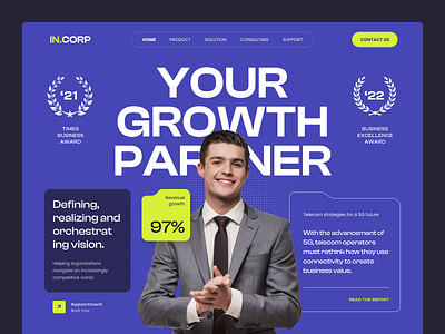 Incorp - Business consulting company website bold business business consulting business development clean company consultation firm consulting corporate design landing page management services ui ux web design website