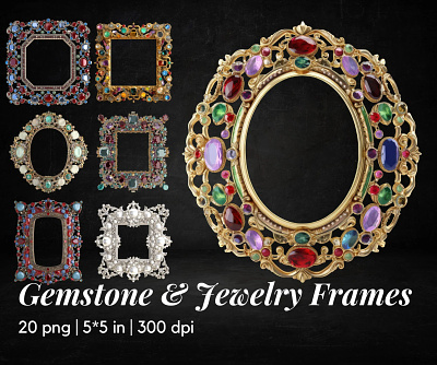 Gemstone & Jewelry Frames graphic design.