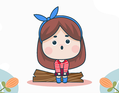 Animate cute girl 2d cartoon character gifloop