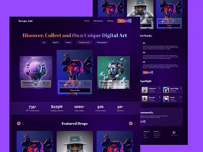 NFT Marketplace landing Page design landing page nft ui ui design uiux webpage