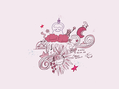 dittoandmyfavoritewonderland castle cloud disneyland ditto doodle flower illustration illustrator milktea mixue moon paper boat pinky pokemon rabbit star sun tiny wave