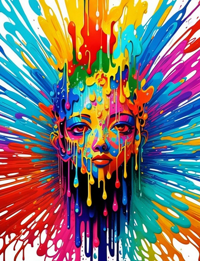 Colorful Life 3d art branding colorful design digital art dripping art dripping colors face graphic design illustration lady face logo