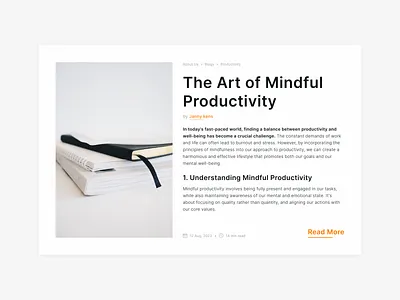 Minimalist Blog Post UI article blog blog post card cms content content writing feed highlight minimal news newsletter post productivity publish read social tips web design writing