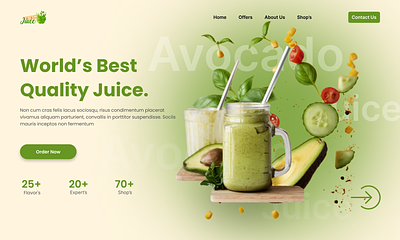 Juice Web Landing Page Design. bar branding design figma fruite fruitjuiceui graphic design juice juicebarweb juiceshope juicewebsite landingpage shopui singlepage ui uidesigne uiux userinterface webdesign website