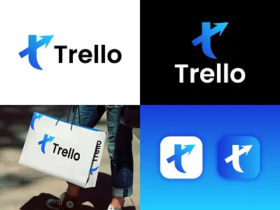 Trello Logo Design | T+Arrow+Travel logo concept artificial intelligence brand identity branding business business branding company creative design designer graphic design illustration letter logo logo logo design modern logo startup technology tour logo travel agency logo vector