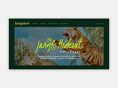 Jungalore Website Hero brand identity branding jungle restaurant typography web design