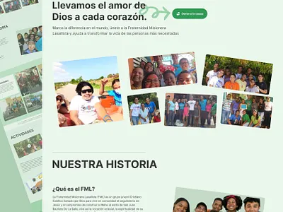 Landing Page for Fraternidad Misionera Lasallista ui