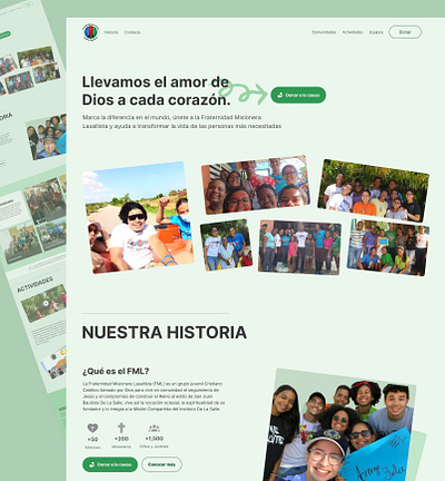 Landing Page for Fraternidad Misionera Lasallista ui