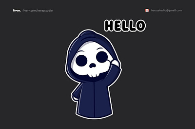 Sticker Grim Reaper Cartoon - Hello artist