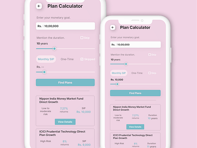 Mutual Funds Plan Calculator | DailyUI app app design branding calculator dailyui dailyui004 graphic design investment investment app loan calculator monthly investment mortgage mutual funds calculator one time investment plan calculator plans ui uiux