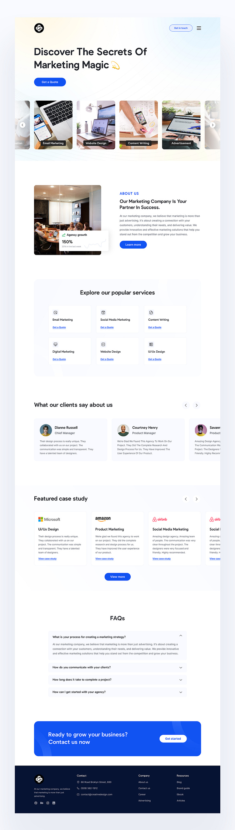 Marketing website Ui Ux design in Figma - Figma Ui Ux template by UX ...