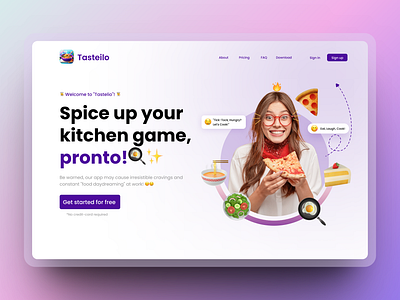 Recipe Landing Page UI branding design food graphic design vector