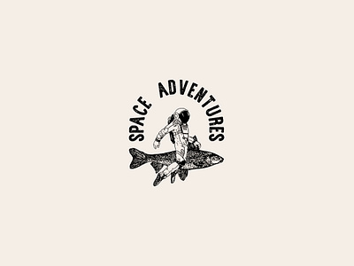 Astronaut logo astronaut black branding creative design drive fish graphic design illustration imagine logo logofolio modern nature portfolio salmon space spaceman vector vintage