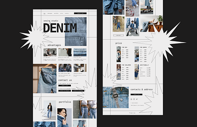 Landing page for Sewing Studio DENIM design ui ux