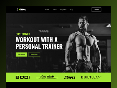 Personal Fitness Trainer Website Header Exploration bodybuilding coach crossfit dribbble best shot fitness fitness club fitness website gym gym website lifestyle personal trainer popular shot trainer webdesign website workout