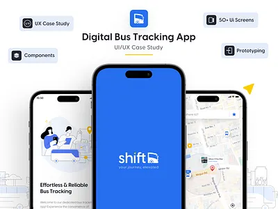 Digital Bus Tracking App | UI/UX Case Study app design blue app branding bus tracking app case study clean design process mahfuzurmunna minimal modern modern app design ui ui design uiux user experience user interface ux design uxcasestudy