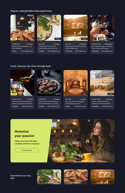 Mobile first app, guided experiences, recommendations booking experiences food guides recommendations restaurants tour tourism tours