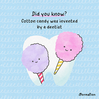 Cotton candy was invented by a dentist cotton candy dentist did you know digital art digital illustration fact fun fact illustration sweet