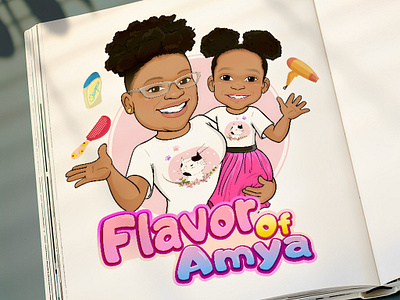 Lovely mom with her daughter adobe illustrator adobe photoshop animation branding bun hair cartoon logo cartoon portrait cartoonist cloudy font curly hair daughter etsy girl illustration kind mother lovely mom and daughter pink background pink skirt woman woman with glasses