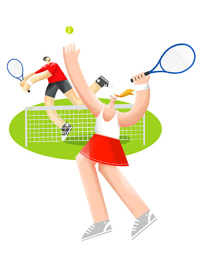 Tennis land onboarding illustration application branding character design digital painting illustration illustrator onboarding procreat tennis