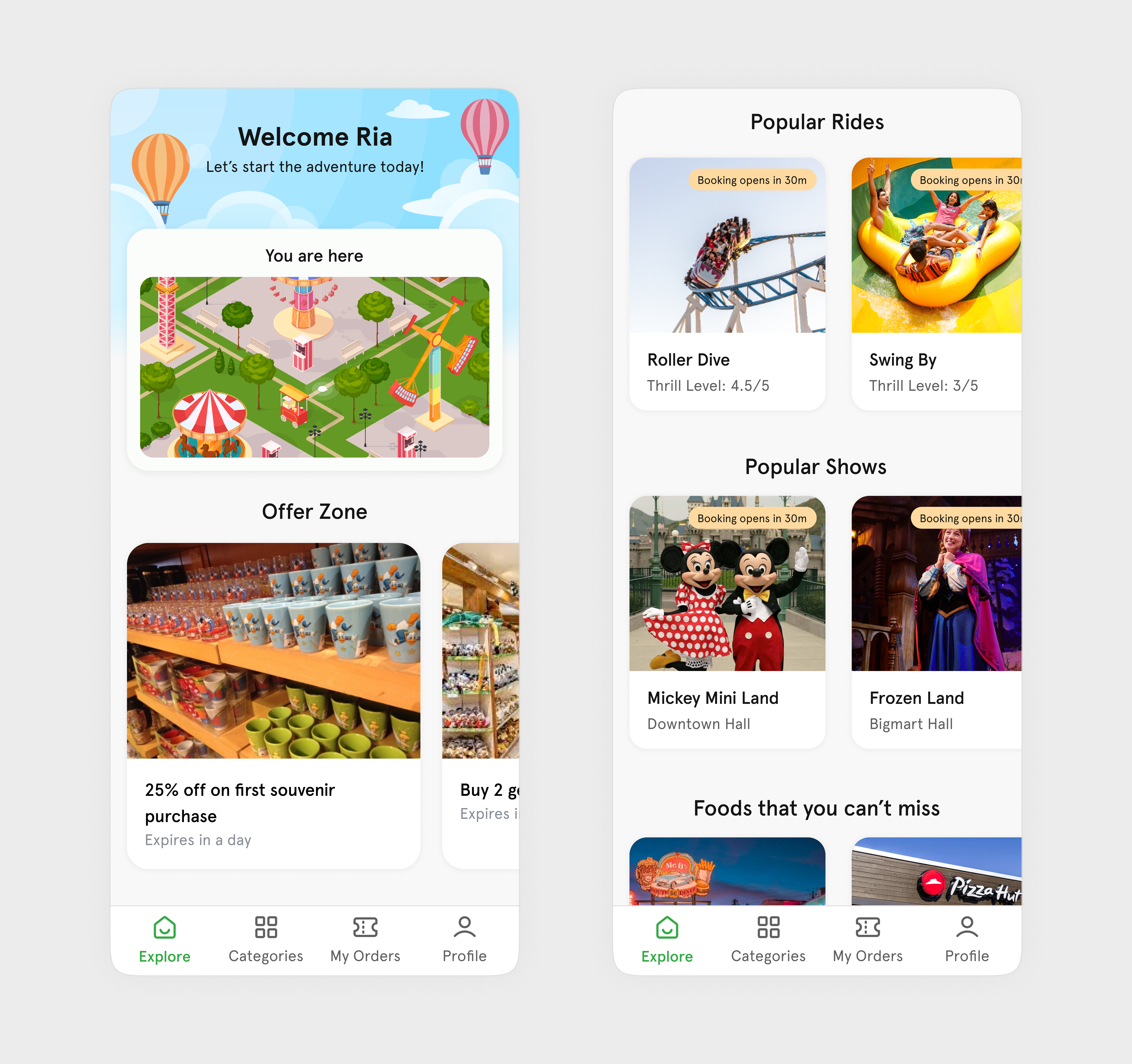 Amusement Park Home Screen || Daily UI app app design branding button dailyui dailyuichallenge design flat design illustration ui ux