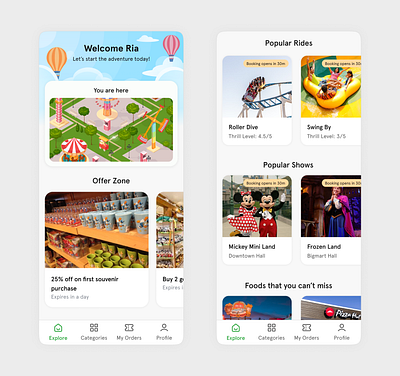 Amusement Park Home Screen || Daily UI app app design branding button dailyui dailyuichallenge design flat design illustration ui ux