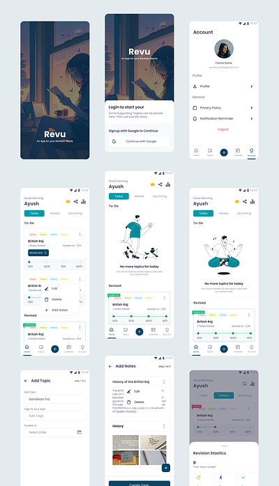 Revu – Revision App & Notes buy premium education empty state image notes note making notepad notes product design revision ui visual
