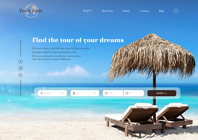 Landing the main page for the tourist agency design logo ux