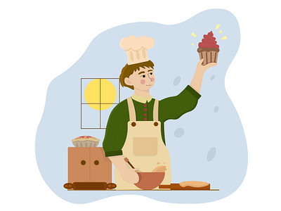 Bakery illustration baker bakery cupcake pie sweets