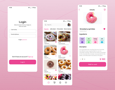 Donut E-commerce App donut donut shop e commarce graphic design login mobile ui ui uiux