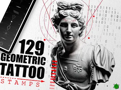 129 Geometric Tattoo Stamps brushes for procreate procreate procreate brushes