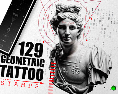 129 Geometric Tattoo Stamps brushes for procreate procreate procreate brushes