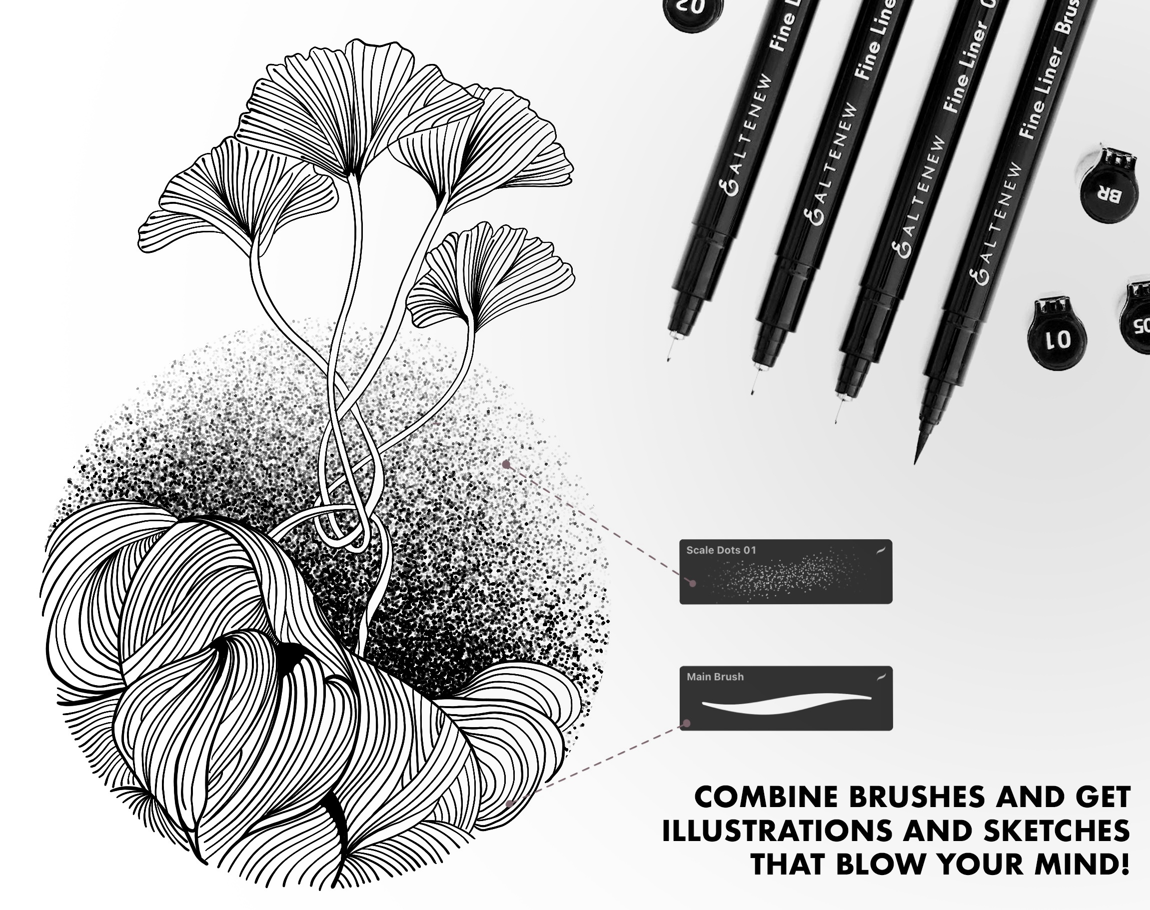 75 Fine Line and Stipple Procreate Brushes by Nuclear Brushes on Dribbble