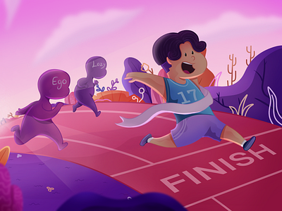 🏃‍♂️run - illustration competition ego flat illustration landscape lazy modern run running win