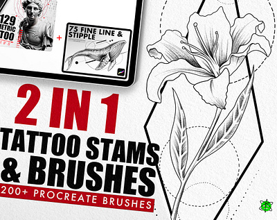 2 in 1 Procreate Tattoo Stamps and Brushes brushes for procreate procreate procreate brushes