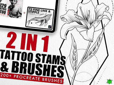 2 in 1 Procreate Tattoo Stamps and Brushes brushes for procreate procreate procreate brushes