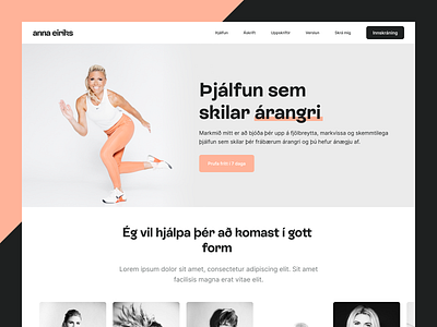 Anna Eiríks : Website branding clean design gym health login logo menu mobile ui web website workout