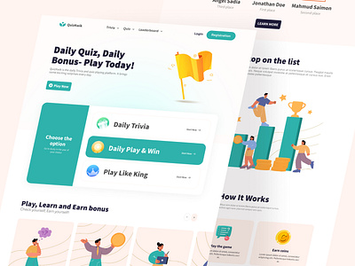 Trivia App Website Landing page app clean course design education knowledge landing page leaderboard learning minimal mobile point quiz ranking school trivia ui ux webapp website