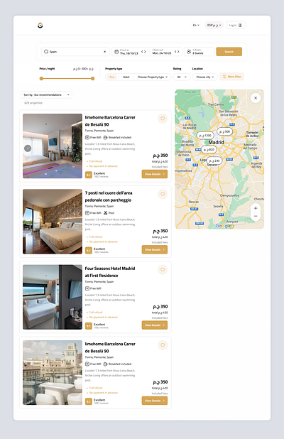 Hotel Booking website 🏨 booking design filter hotel map realstate ui ux web website
