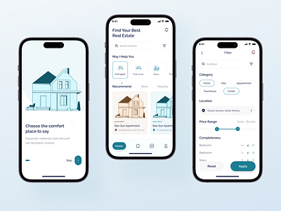 BlueSky - Real estate mobile app app design landing page mobile real estate ui ui design ux web design website