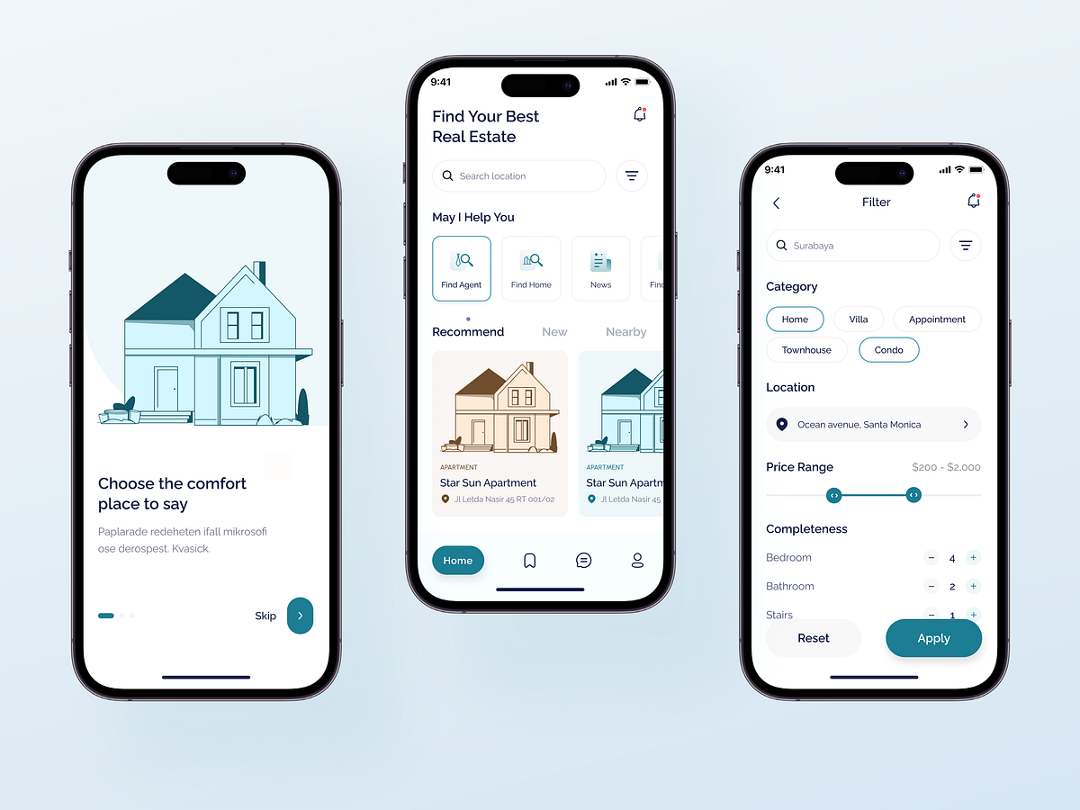 BlueSky Real estate mobile app by Md Sohag Hossain on Dribbble