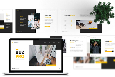 BuzPro - Creative PowerPoint Template agency business clean company corporate creative design graphic design modern multipurpose portfolio powerpoint presentation typography ui unique