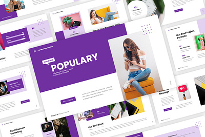 Populary - Influencer & Content Creator PowerPoint Template agency blogger business celebrity creative creator design digital fashion influencer lifestyle media powerpoint presentation social streaming technology typography ui vlog