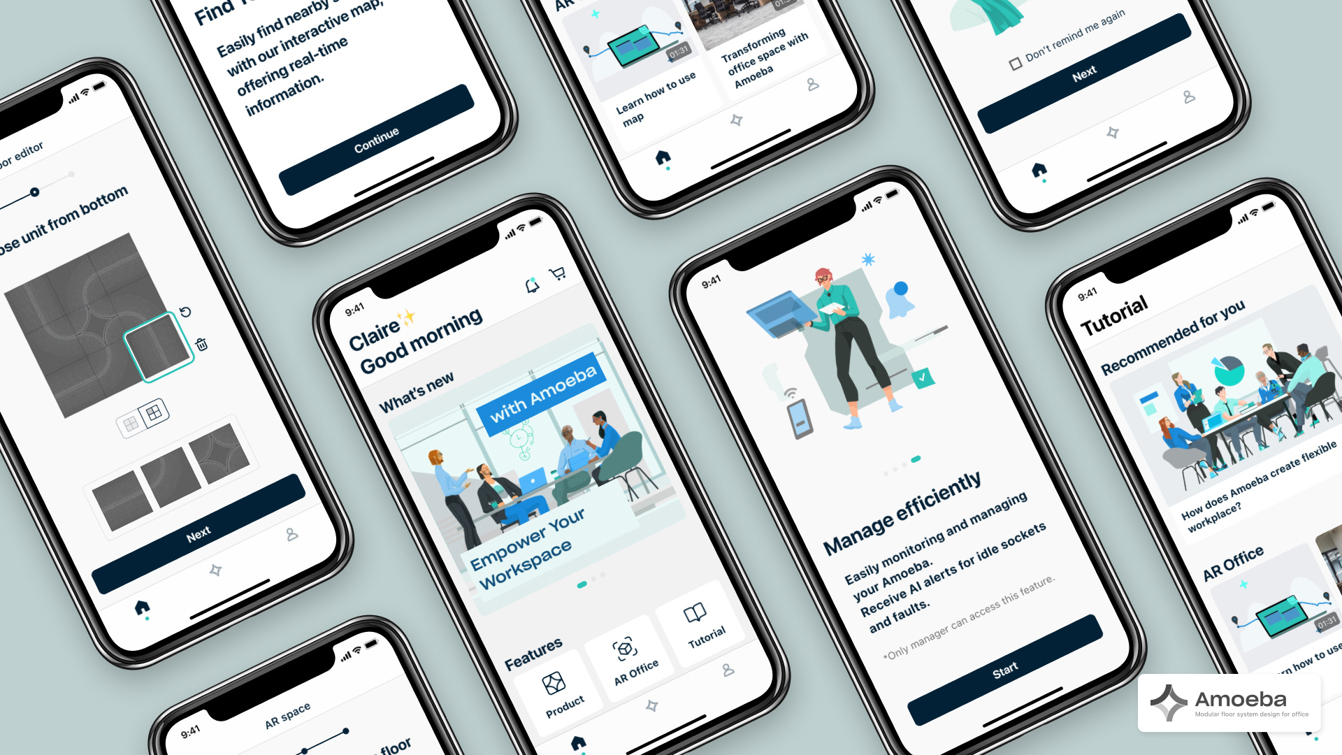 Amoeba: Integrated Solution for Sustainable Workspace app conceptual design design sustainability ui ux