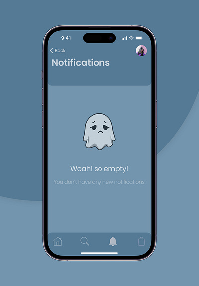 empty notification section with a ghostie. dailyui design figma illustration ui ux